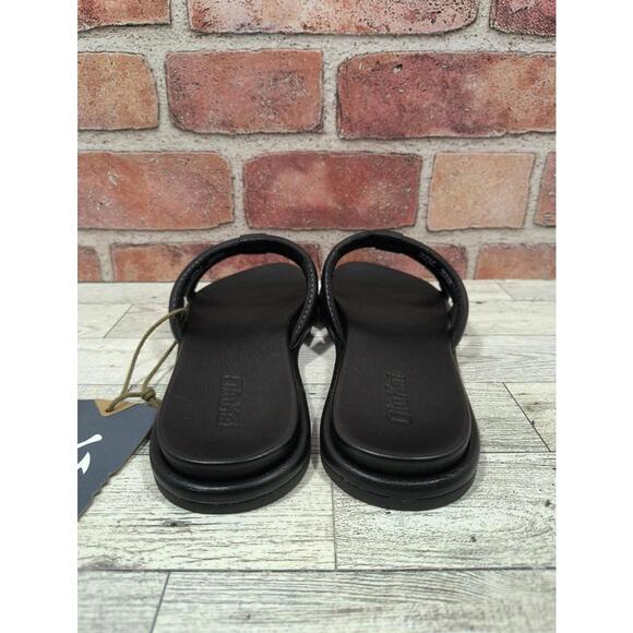 Olukai Tiare Slide Sandal Women's Size 6 Black Leather Strappy New With Tag - Picture 6 of 8